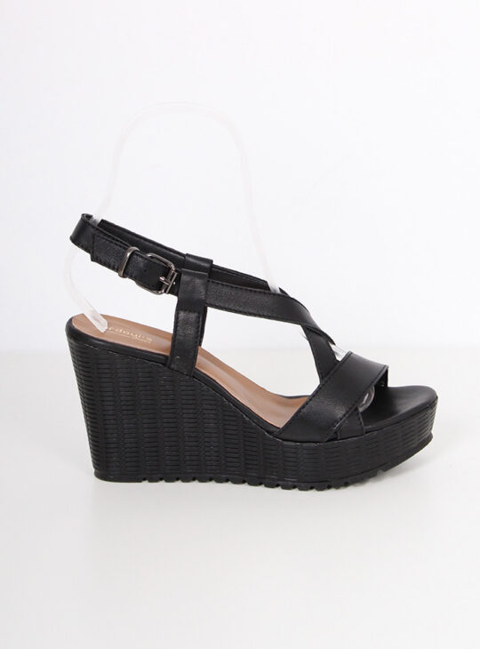 Μαύρη Άνετη Πλατφόρμα Με Σχέδιο Ψάθας