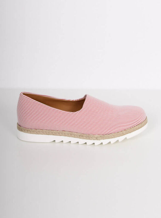 Ριγέ Κόκκινο Λευκό Flat Παπούτσι
