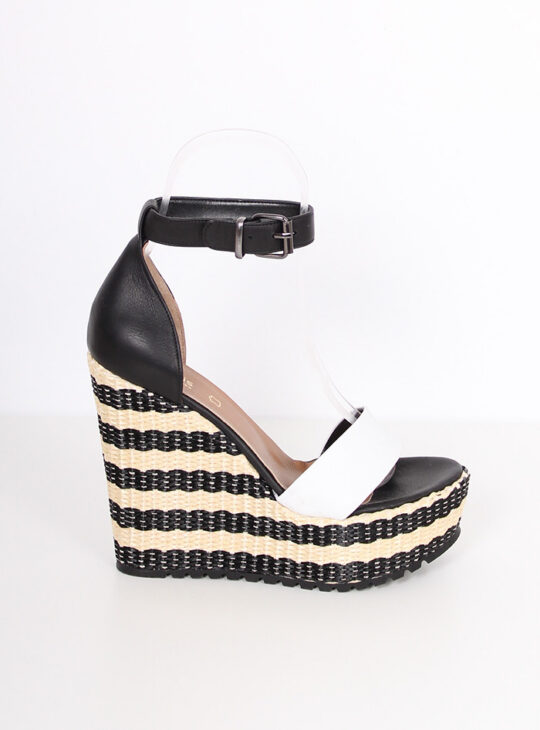 Δερμάτινη Πλατφόρμα Λευκό-Μαύρο MF