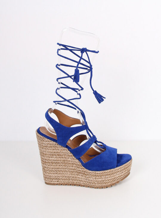 Καστόρινη Μπλε Πλατφόρμα Με Κορδόνι MF