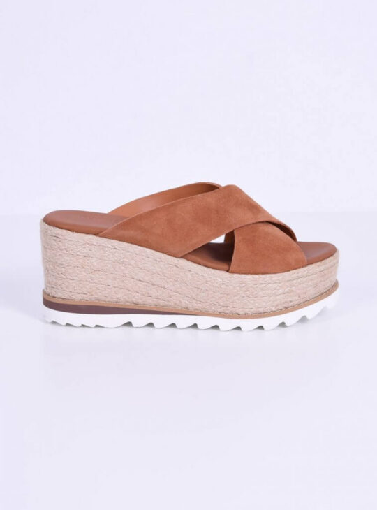 Δερμάτινη Ταμπά Πλατφόρμα  Με Χιαστί Σχέδιο