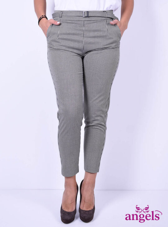 Ψηλόμεσο Παντελόνι Με Ζωνάκι Καρό