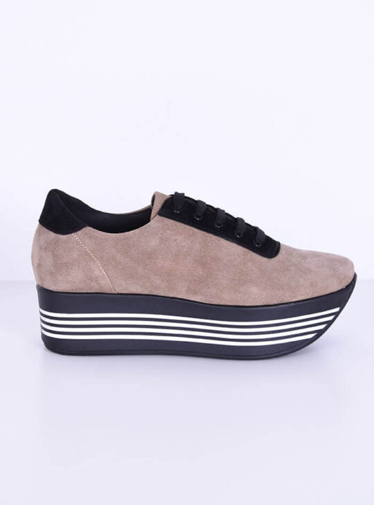 Δερμάτινο Sneaker  Με Δίχρωμο Πάτο