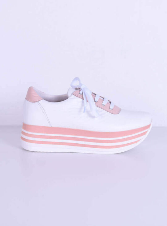 Δερμάτινο Sneaker Λευκό Πούδρα