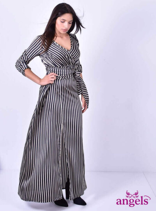 Κρουαζέ Ριγέ Φόρεμα Maxi