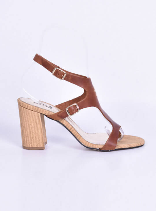 Δερμάτινα Πέδιλα Ταμπά Με Χρυσή Λεπτομέρεια