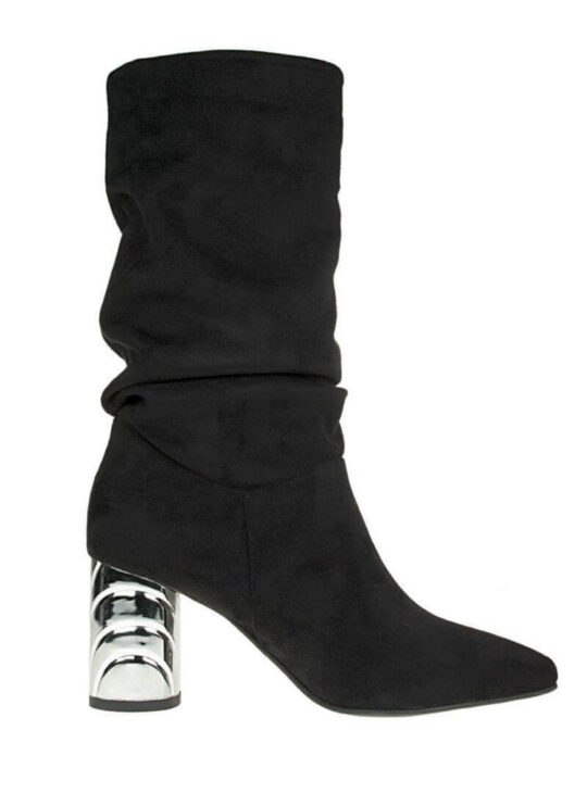 Μπότες Σε Μαύρο Χρώμα Με Μεταλλικό Τακούνι