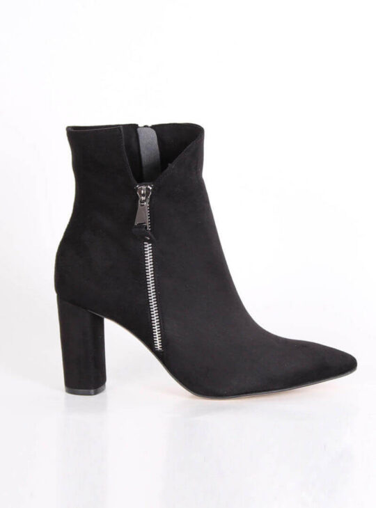 Suede Μποτάκια Μαύρα Με Φερμουάρ