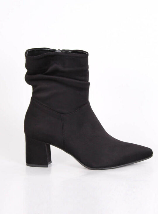 Μαύρα Suede Μποτάκια Με Σούρες