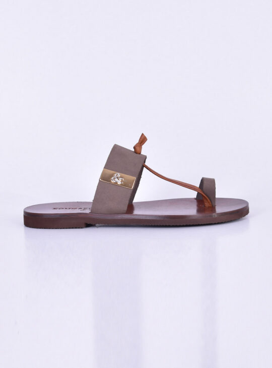 Γκρι δερμάτινα πέδιλα/σανδάλια||Γυναικεία Καλοκαιρινά Παπούτσια