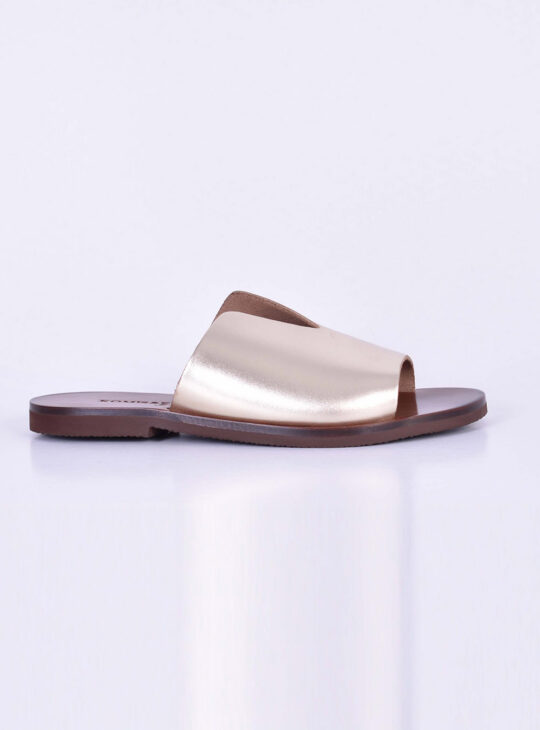 Χρυσά δερμάτινα πέδιλα/σανδάλια||Γυναικεία Καλοκαιρινά Παπούτσια