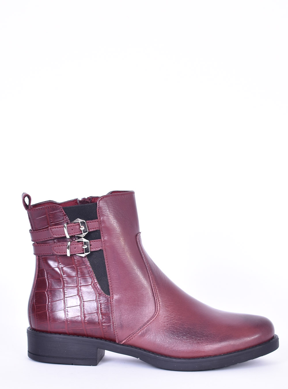 Μπορντώ Δερμάτινα Μποτάκια fardoulis shoes