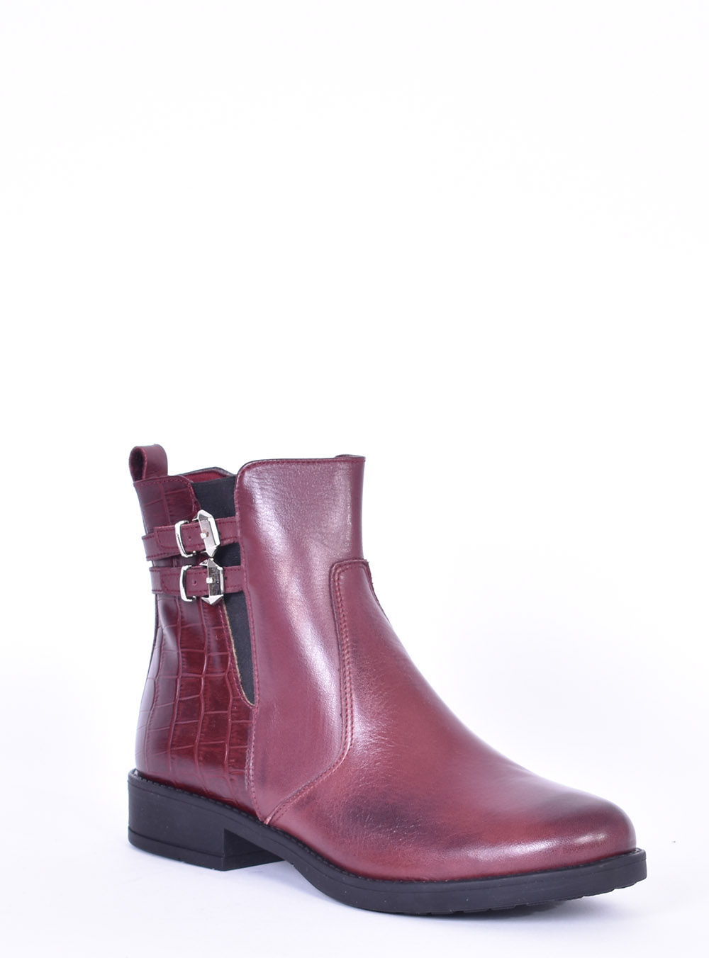 Μπορντώ Δερμάτινα Μποτάκια fardoulis shoes