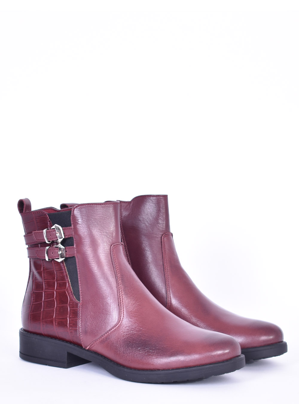 Μπορντώ Δερμάτινα Μποτάκια fardoulis shoes