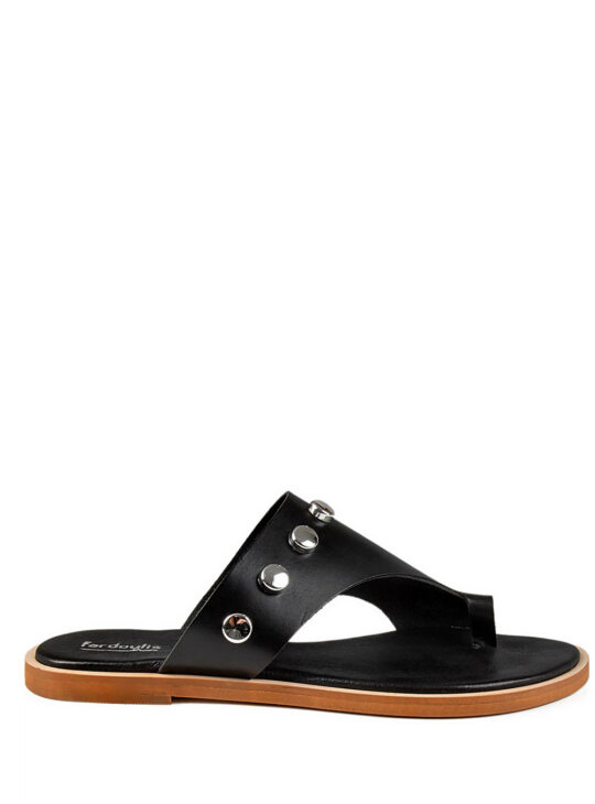 Μαύρα Δερμάτινα πέδιλα Fardoulis Shoes 210 Με τρουκς