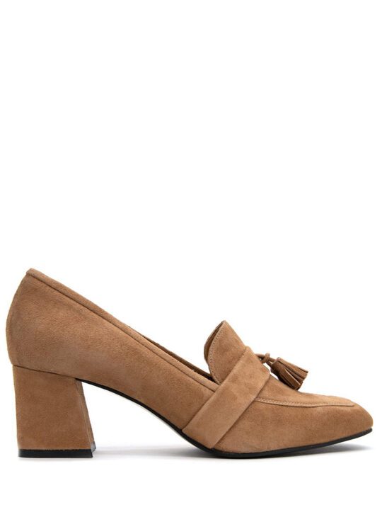 Fardoulis Shoes 2904 Καμελ Δερμάτινες χαμηλές γόβες