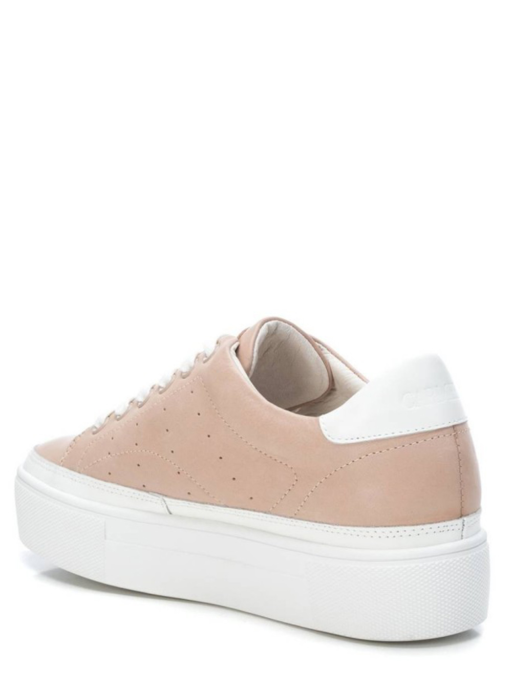 Δερμάτινα Δίπατα Sneakers Nude/Μπεζ