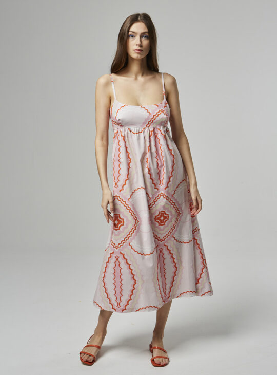 NEVER ON SUNDAY φόρεμα YORI midi με πριντ