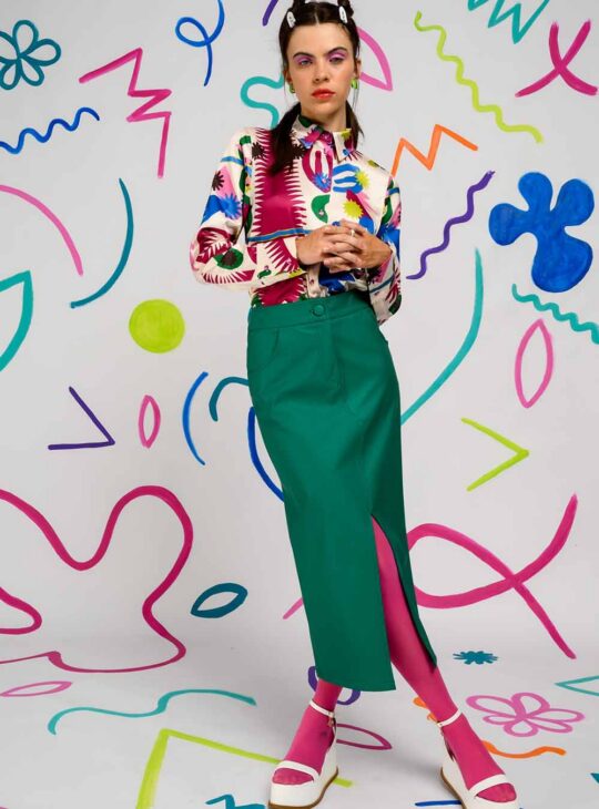 Φούστα από δερματίνη σε πράσινο χρώμα NEVER ON SUNDAY HALLE || Γυναικεία ρούχα||ΦΟΥΣΤΕΣ