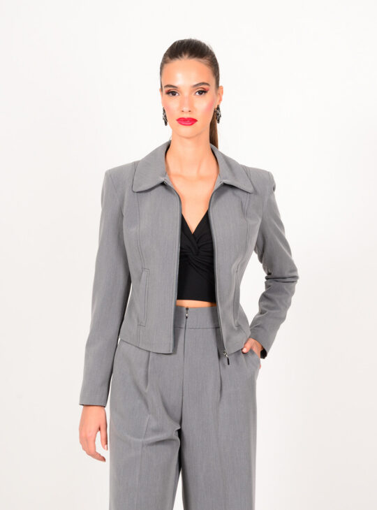 WE COSS Σακάκι με φερμουάρ σε γκρι χρώμα||ΓΥΝΑΙΚΕΙΑ ΣΑΚΑΚΙΑ||ΝΕΕΣ ΠΑΡΑΛΑΒΕΣ