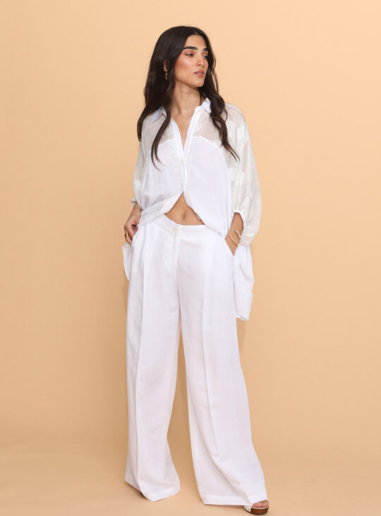 NEMA RESORTWEAR ΓΥΝΑΙΚΕΙΑ ΛΙΝΗ ΠΑΝΤΕΛΟΝΑ||ΑΣΠΡΗ ΛΙΝΗ ΠΑΝΤΕΛΟΝΑ||RESORT