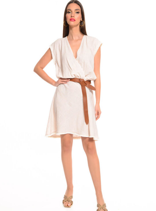 Μπεζ λινό αέρινο φόρεμα WE COSS||ΦΟΡΕΜΑΤΑ||ΜΙΝΙ ΦΟΡΕΜΑΤΑ||ΓΥΝΑΙΚΕΙΑ ΚΑΛΟΚΑΙΡΙΝΑ ΡΟΥΧΑ WE COSS