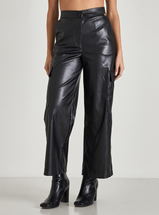 CENTO FASHION ΠΑΝΤΕΛΟΝΙ CARGO ΔΕΡΜΑΤΙΝΗ ΣΕ ΜΑΥΡΟ ΧΡΩΜΑ||CARGO ΓΥΝΑΙΚΕΙΑ ΠΑΝΤΕΛΟΝΙΑ