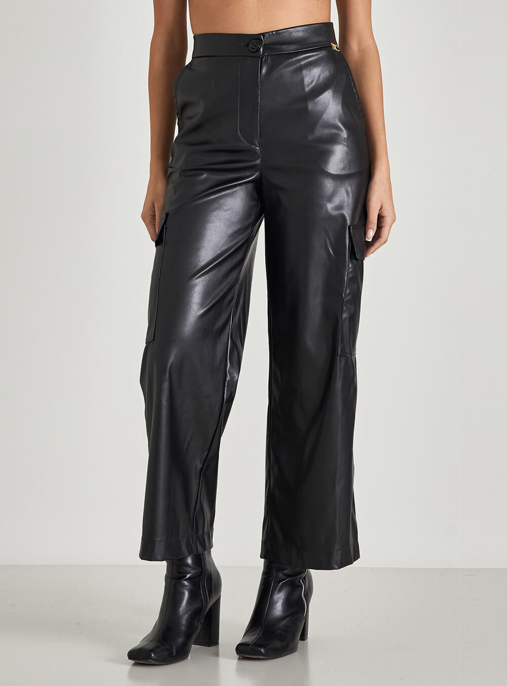 CENTO FASHION ΠΑΝΤΕΛΟΝΙ CARGO ΔΕΡΜΑΤΙΝΗ ΣΕ ΜΑΥΡΟ ΧΡΩΜΑ||CARGO ΓΥΝΑΙΚΕΙΑ ΠΑΝΤΕΛΟΝΙΑ