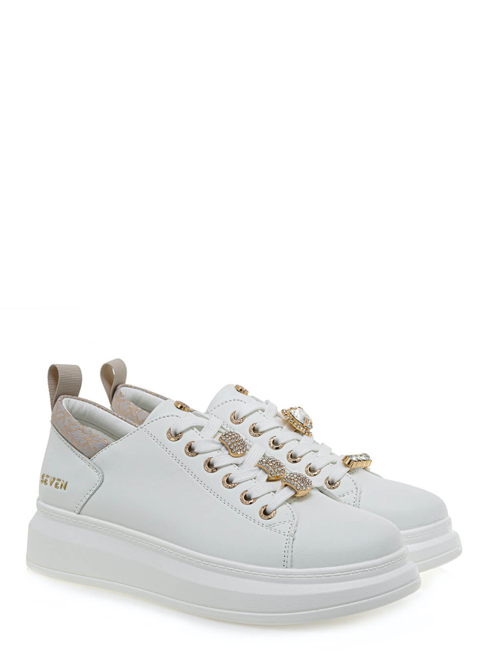 SEVEN SNEAKERS ΛΕΥΚΑ ΜΕ ΚΑΡΦΙΤΣΕΣ ΧΡΥΣΕΣ||ΓΥΝΑΙΚΕΙΑ ΑΘΛΗΤΙΚΑ ΠΑΠΟΥΤΣΙΑ STREET STYLE