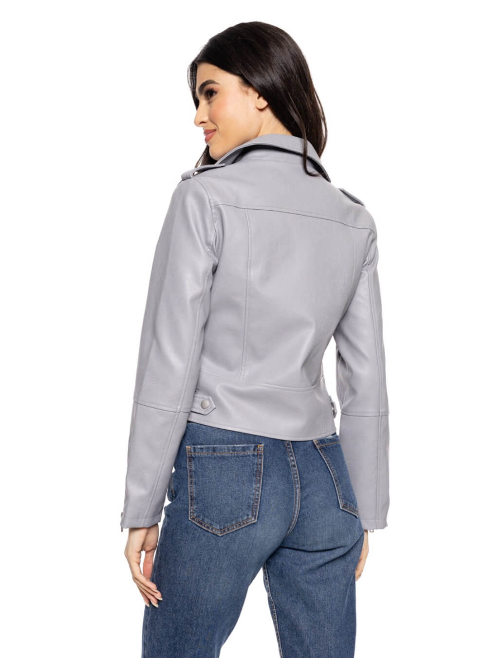 Γυναικείο μπουφάν δερματίνη σε γκρι χρωμα στυλ biker SPLENDID FASHION||ΓΥΝΑΙΚΕΙΑ ΜΠΟΥΦΑΝ BIKER||ΓΥΝΑΙΚΕΙΑ ΡΟΥΧΑ||ΓΥΝΑΙΚΕΙΑ ΜΠΟΥΦΑΝ