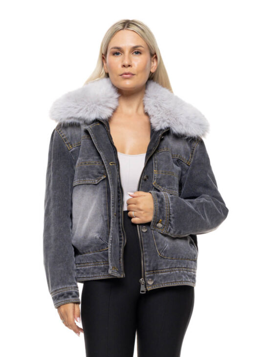 Τζιν μπουφάν με γούνα γυναικείο||Γυναικεία ρούχα||Γυναικεία τζιν μπουφάν||