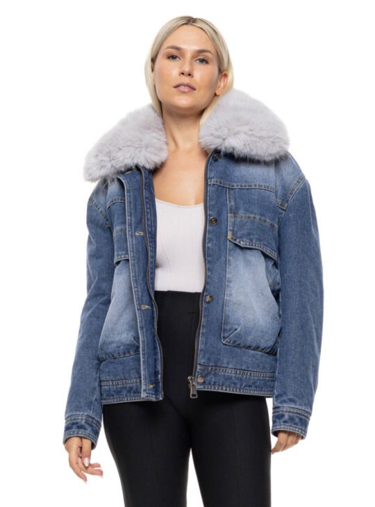 Τζιν μπουφάν με γούνα γυναικείο||Γυναικεία ρούχα||Γυναικεία τζιν μπουφάν||