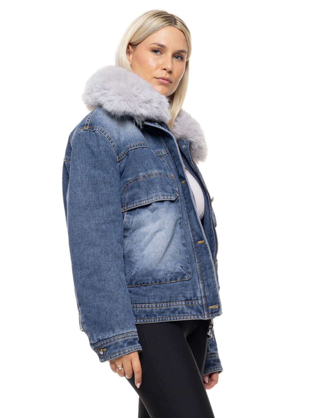 Τζιν μπουφάν με γούνα γυναικείο||Γυναικεία ρούχα||Γυναικεία τζιν μπουφάν||