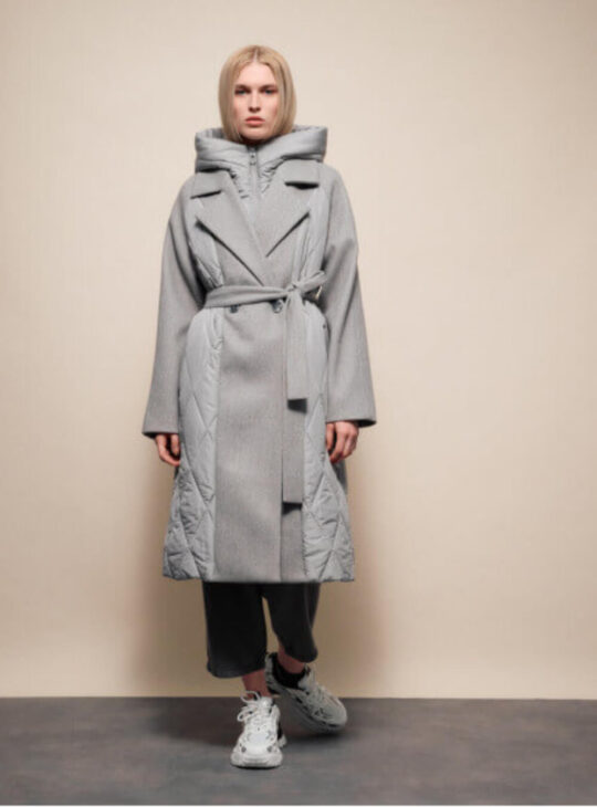 SPLENDID FASHION ΓΥΝΑΙΚΕΙΟ ΜΠΟΥΦΑΝ ΠΑΛΤΟ ΣΕ ΓΚΡΙ ΧΡΩΜΑ