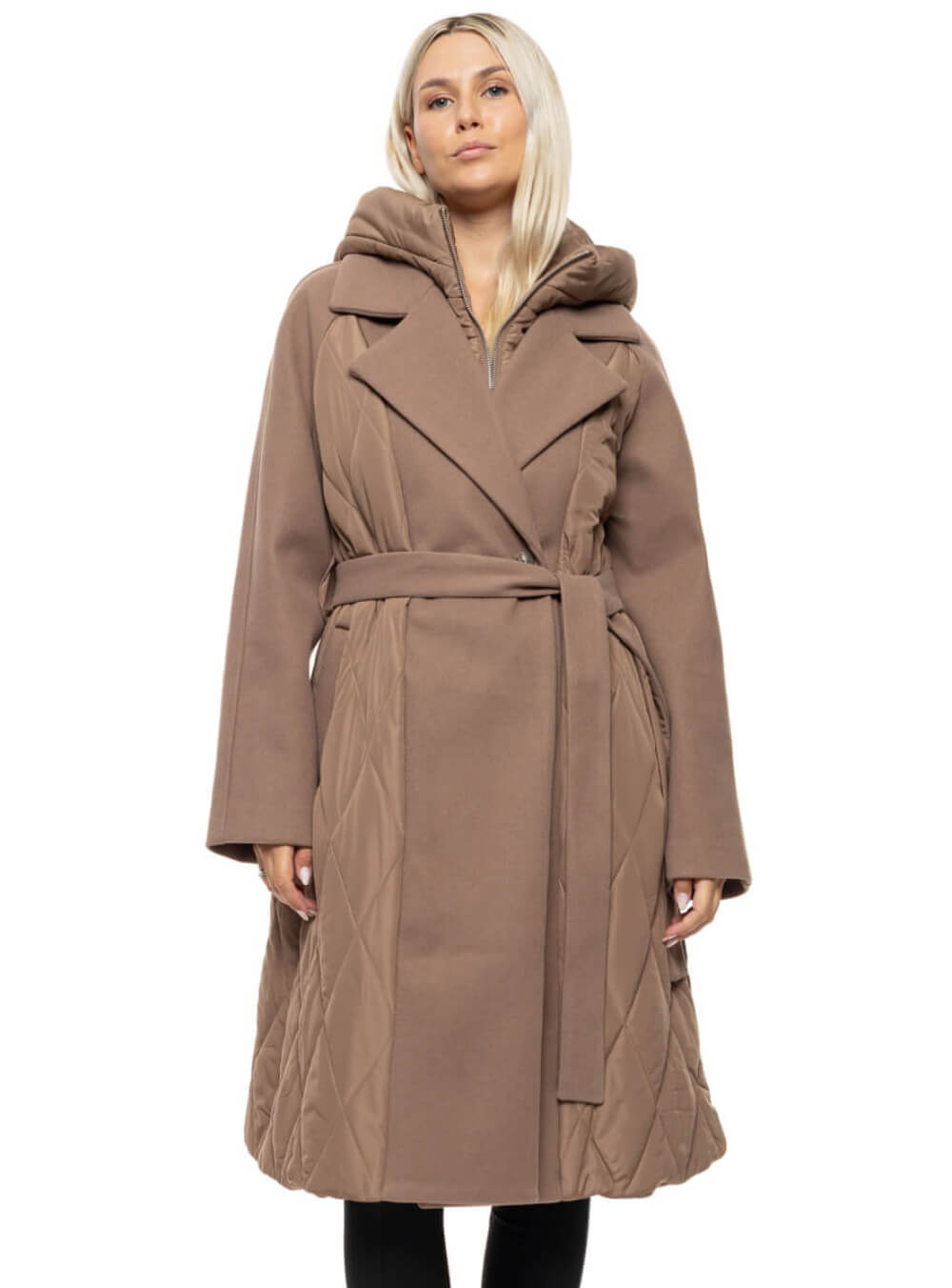 SPLENDID FASHION ΓΥΝΑΙΚΕΙΟ ΜΠΟΥΦΑΝ ΠΑΛΤΟ ΣΕ ΣΚΟΥΡΟ ΜΠΕΖ ΧΡΩΜΑ