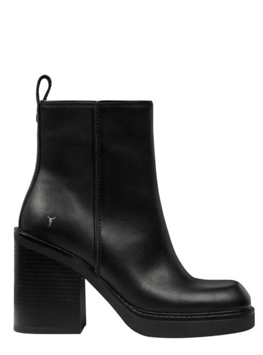 WINDSOR SMITH||DYNAMIC||ΓΥΝΑΙΚΕΙΑ ΔΕΡΜΑΤΙΝΑ ΜΠΟΤΑΚΙΑ ΜΕ ΤΑΚΟΥΝΙ ΣΕ ΜΑΥΡΟ ΧΡΩΜΑ ||WINDSOR SMITH