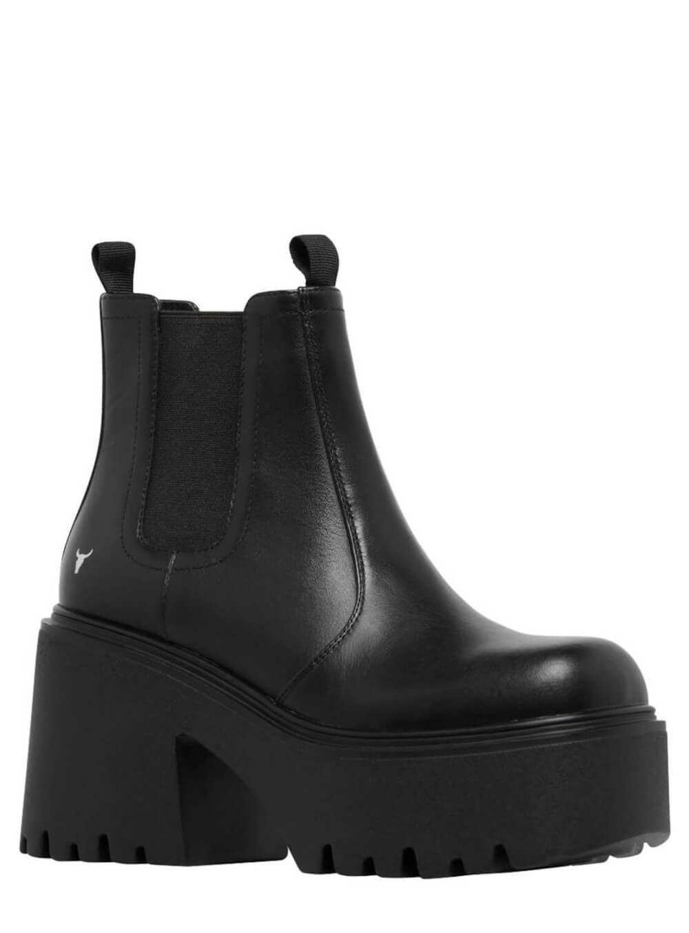 WINDSOR SMITH ΔΕΡΜΑΤΙΝΑ ΜΑΥΡΑ ΜΠΟΤΑΚΙΑ TRICKY WINDSOR SMITH TRICKY||ΓΥΝΑΙΚΕΙΑ ΔΕΡΜΑΤΙΝΑ ΜΠΟΤΑΚΙΑ