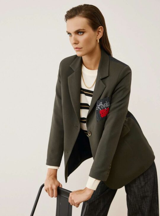 FIGARO Γυναικείο Σακάκι Μαύρο Denim Παγιέτες