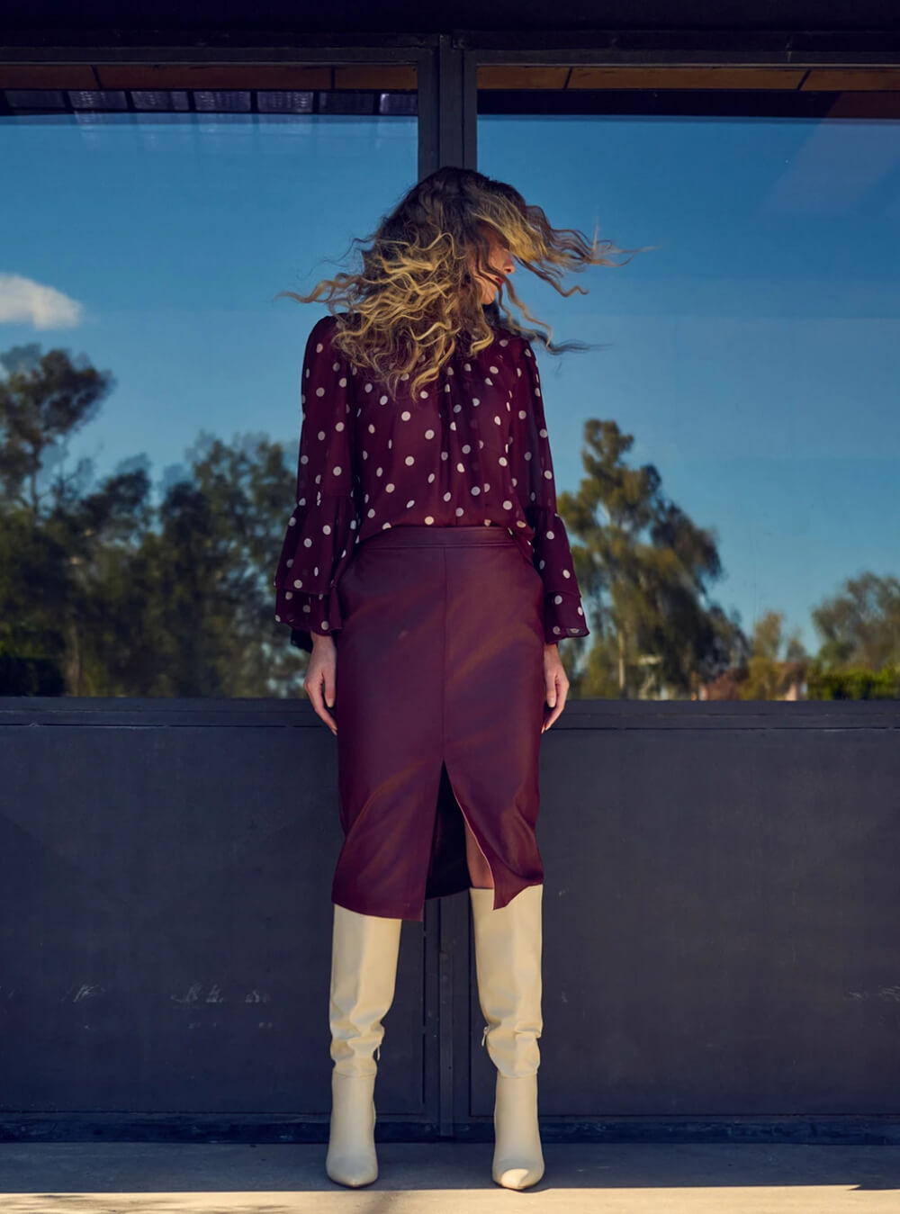 DESIREE Μίντι Φούστα BURGUNDY - Image 4