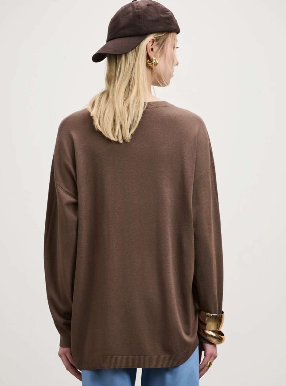 DESIREE Μακριά Πλεκτή Μπλούζα BROWN - Image 2
