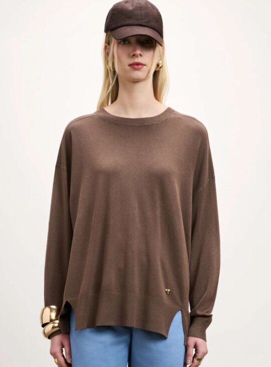 DESIREE Μακριά Πλεκτή Μπλούζα BROWN