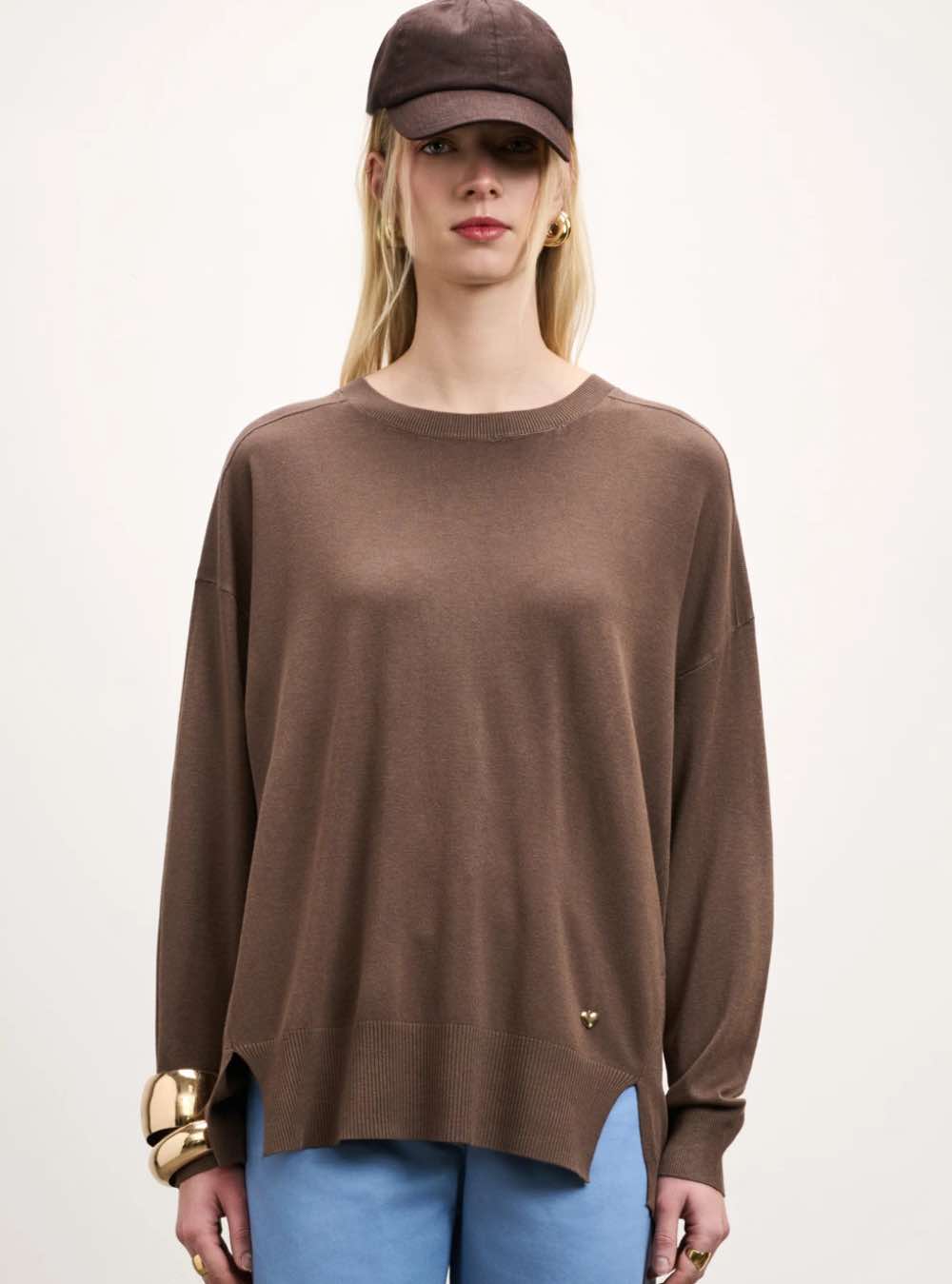 DESIREE Μακριά Πλεκτή Μπλούζα BROWN