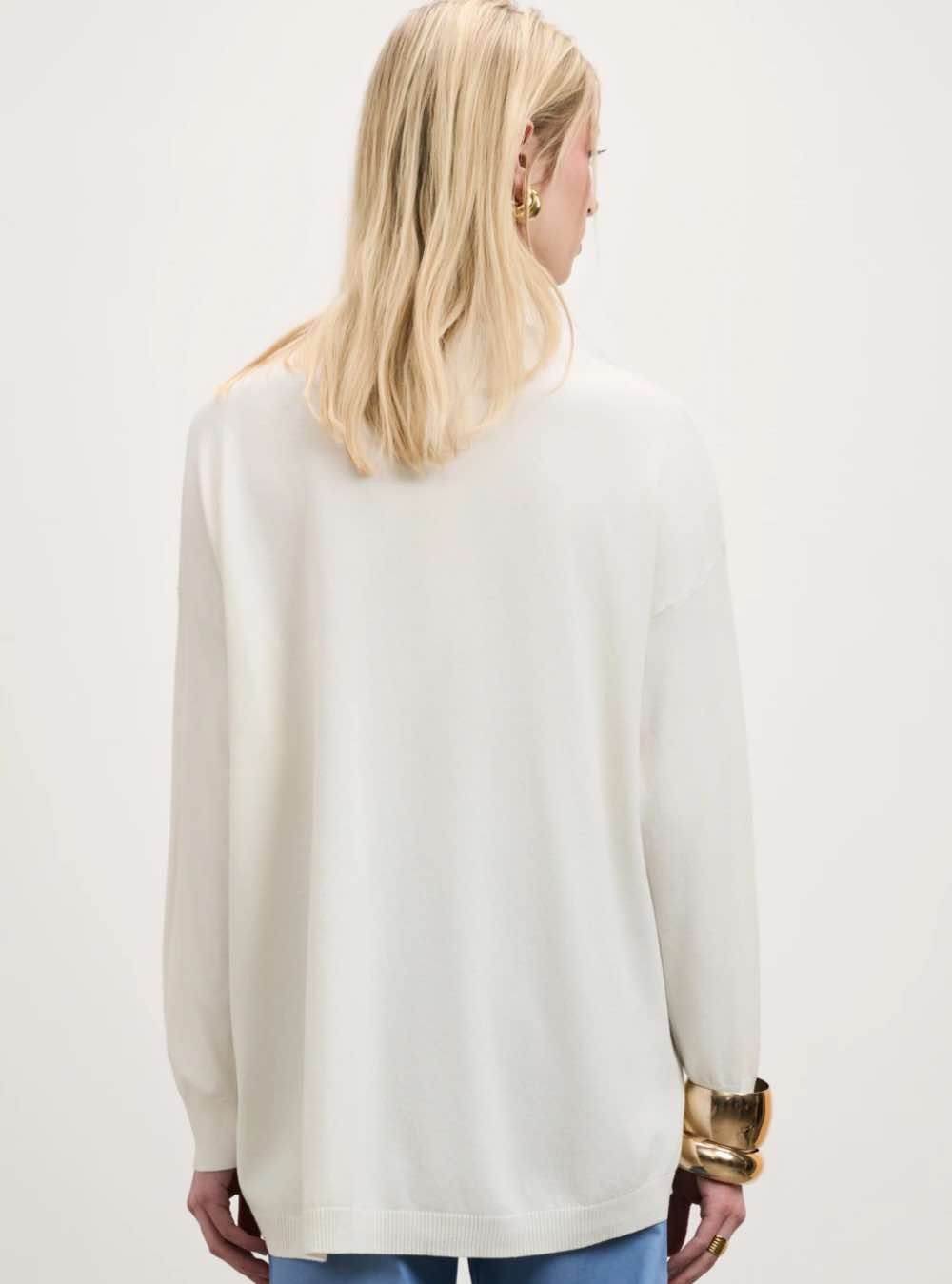 DESIREE Μακριά Πλεκτή Μπλούζα ECRU - Image 2