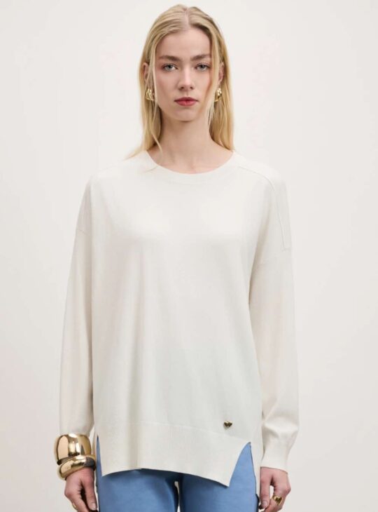 DESIREE Μακριά Πλεκτή Μπλούζα ECRU
