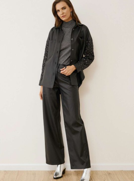 EIGHTY2 Πουκάμισο Δερματίνη Με Παγιέτες BLACK