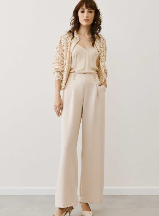 FIGARO Παντελόνα Με Κουμπιά Και Πιέτες NATURE