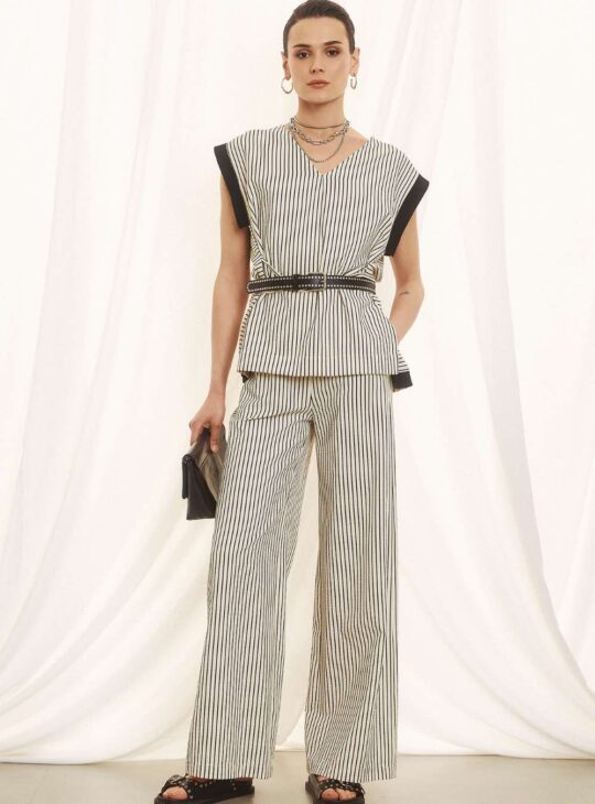 FIGARO Ριγέ Παντελόνα Με Λάστιχο