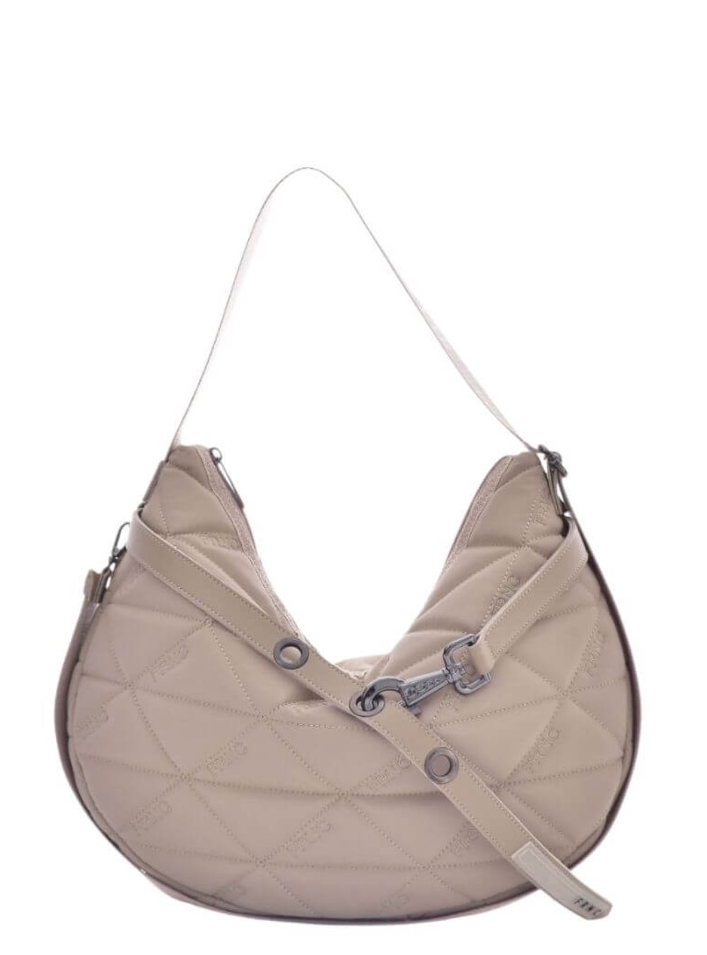 Γυναικεία τσάντα ώμου FRNC 4170 gondola style Εξωτερικό υλικό από αδιάβροχο ύφασμα Καπιτονέ σχεδιασμός με ανάγλυφο λογότυπο FRNC Κεντρική θήκη με κλείσιμο φερμουάρ Ρυθμιζόμενος υφασμάτινος ιμάντας για μεταφορά στον ώμο Διακοσμητικές μεταλλικές λεπτομέρειες στο μπροστινό μέρος Μαλακή κατασκευή που προσαρμόζεται άνετα στο σώμα Διαστάσεις : Ύψος 30 cm Πλάτος 10 cm Μήκος 26 cm