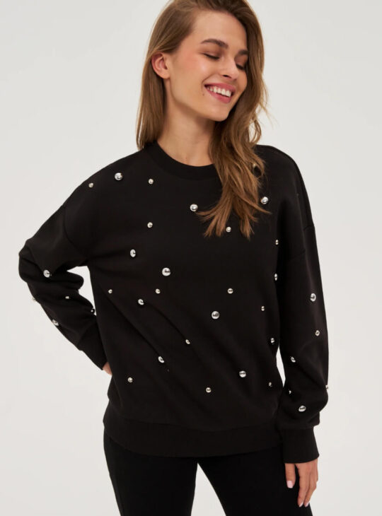 ΜΑΥΡΗ ΜΠΛΟΥΖΑ ΜΕ ΠΕΡΛΕΣ MOODO