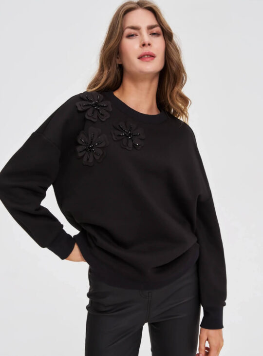 ΜΑΥΡΗ ΜΠΛΟΥΖΑ ΜΕ ΛΟΥΛΟΥΔΙΑ MOODO